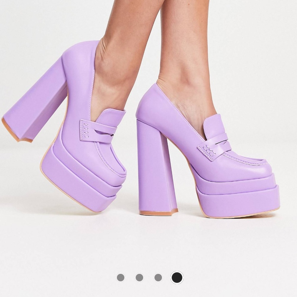 Daisy Street Exclusive double platform heeled loafers in purple